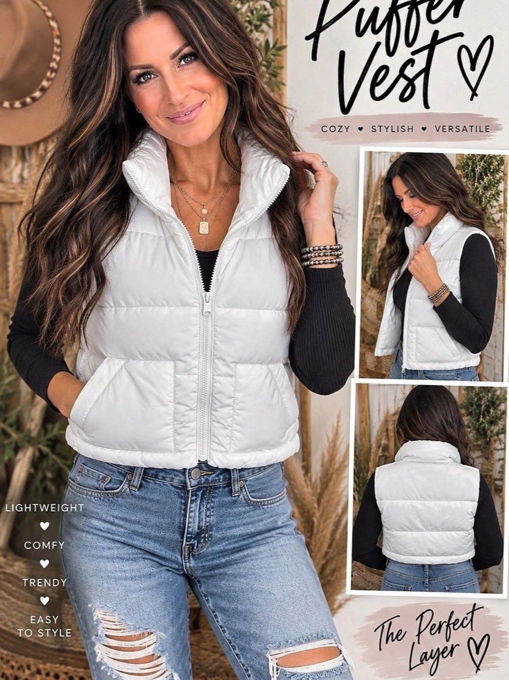 Love Tree Women's White Puffer Vest Like New